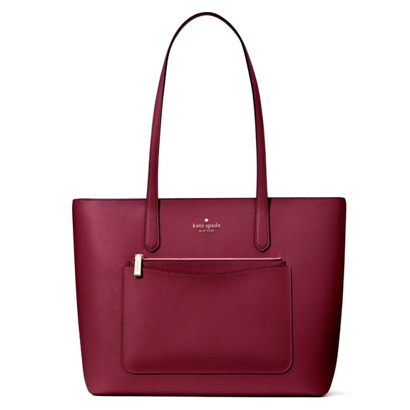 ♠️kate spade Staci Saffiano PVC Large Tote Set 3-Piece, Blackberry Preserves NWT - Picture 1 of 13